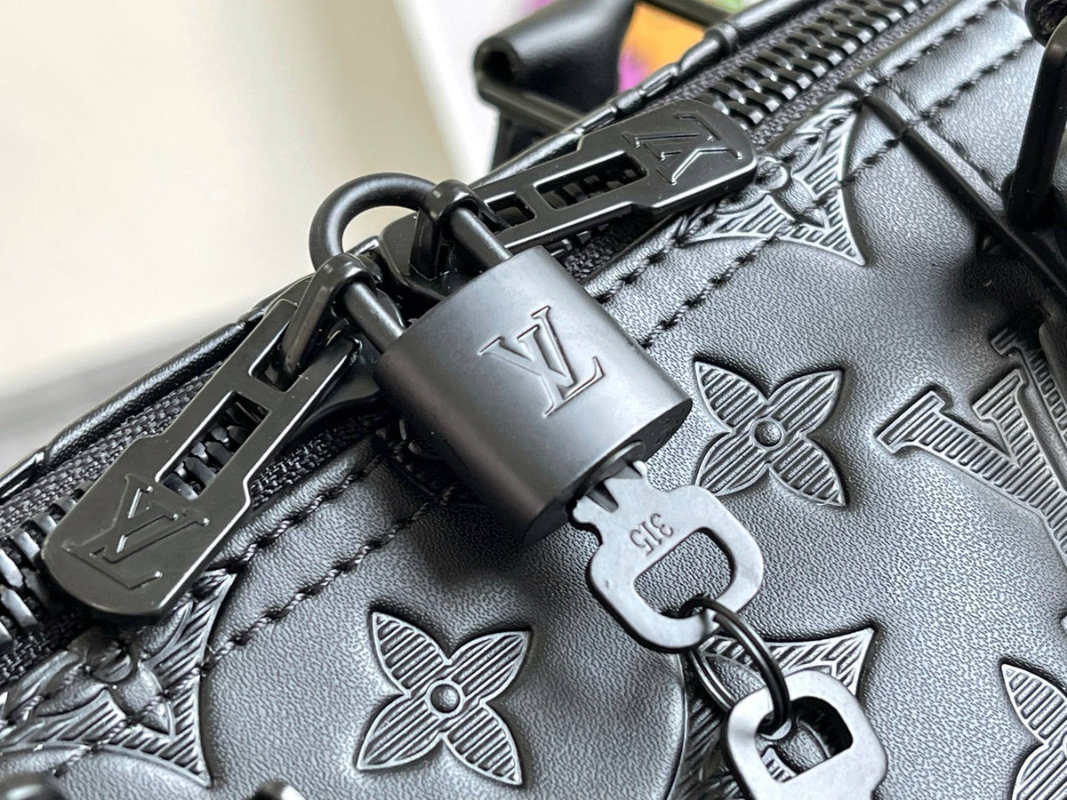 Louis Vuitton Keepall 50 Bandouliere Black Empreinte Leather Bag