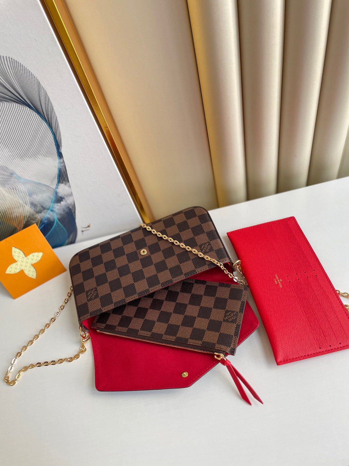 Louis Vuitton Félicie Pochette 21 in Brown Damier Ebene Coated Canvas Gold Hardware Bag