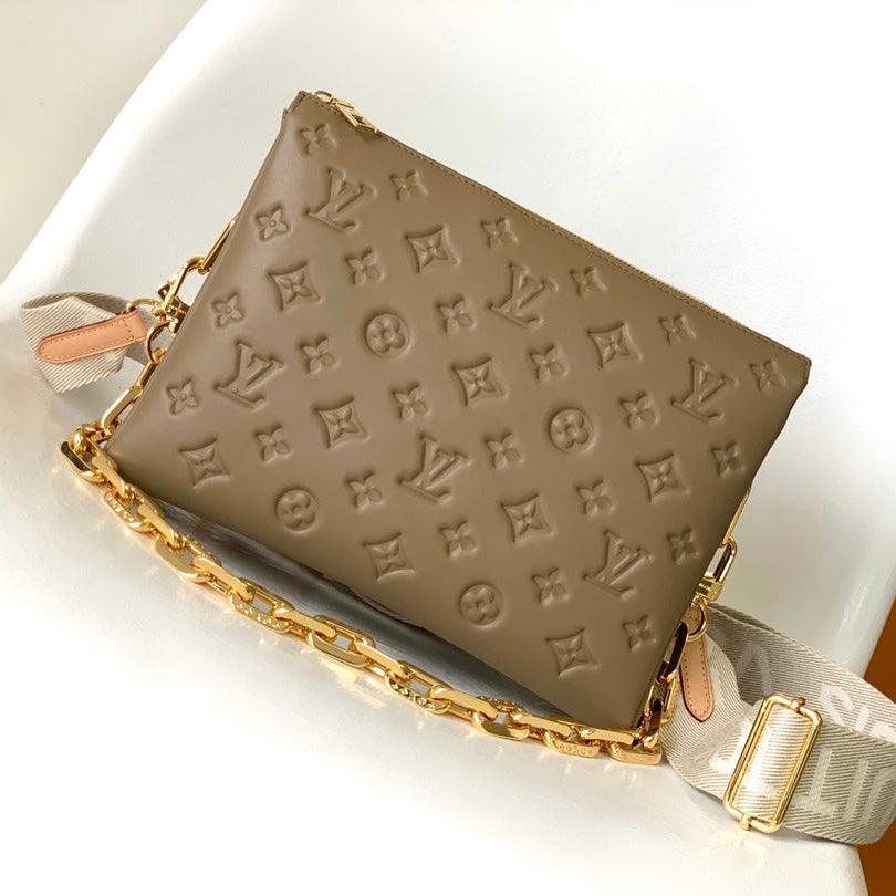 Louis Vuitton Coussin PM 26 in Brown Monogram Embossed Lambskin Gold Hardware Bag