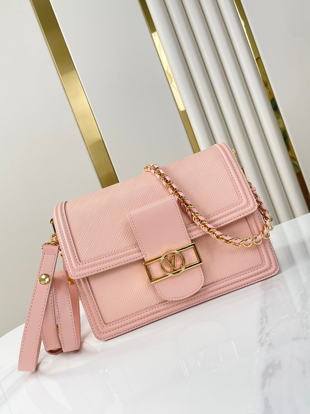 Louis Vuitton Dauphine MM 25 in Light Pink Epi Grained Calfskin Gold Hardware Bag