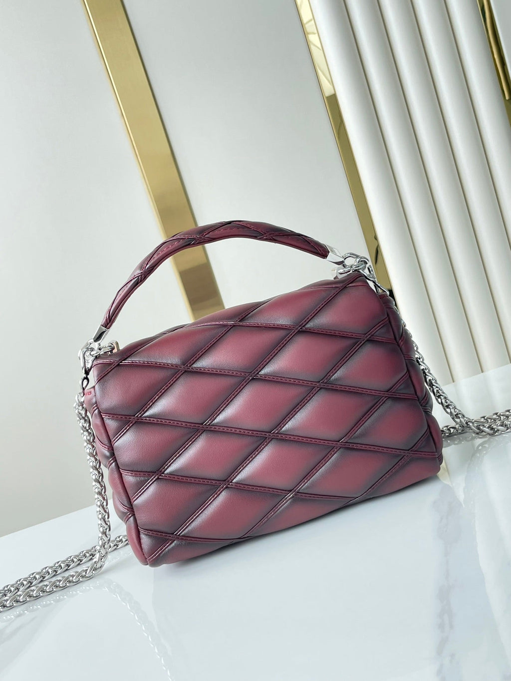 Louis Vuitton GO-14 PM 20 in Bordeaux Red Quilted Lambskin Gold Hardware Bag