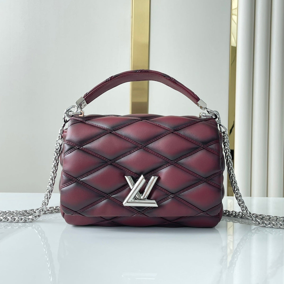 Louis Vuitton GO-14 PM 20 in Bordeaux Red Quilted Lambskin Gold Hardware Bag