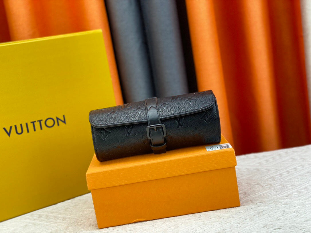 Louis Vuitton Etui 3 Montres Monogram Taurillon Black Calfskin Bag
