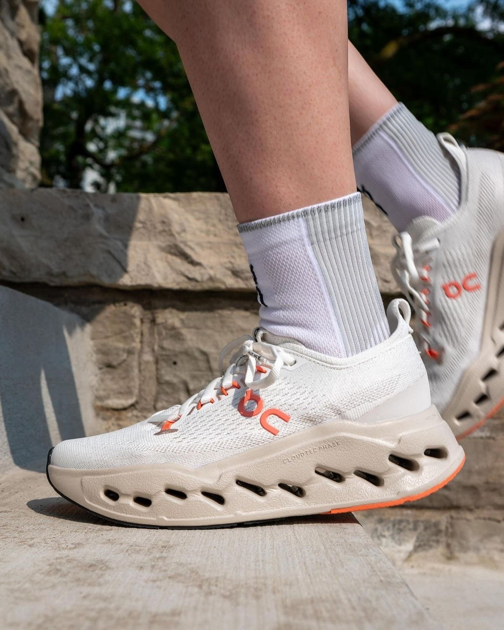 On Cloudsurfer Max Ivory Salmon Running Shoes