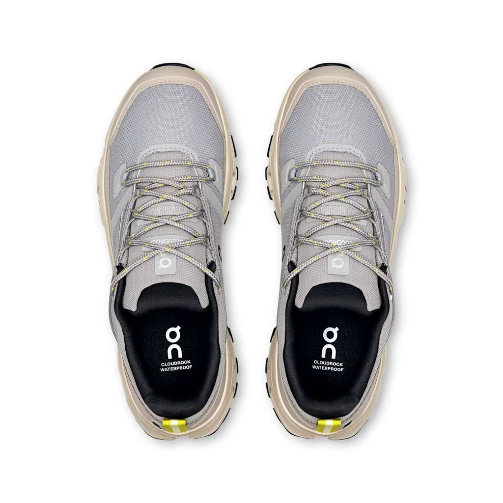 On Cloudrock Low Waterproof Gray Beige Hiking Shoes
