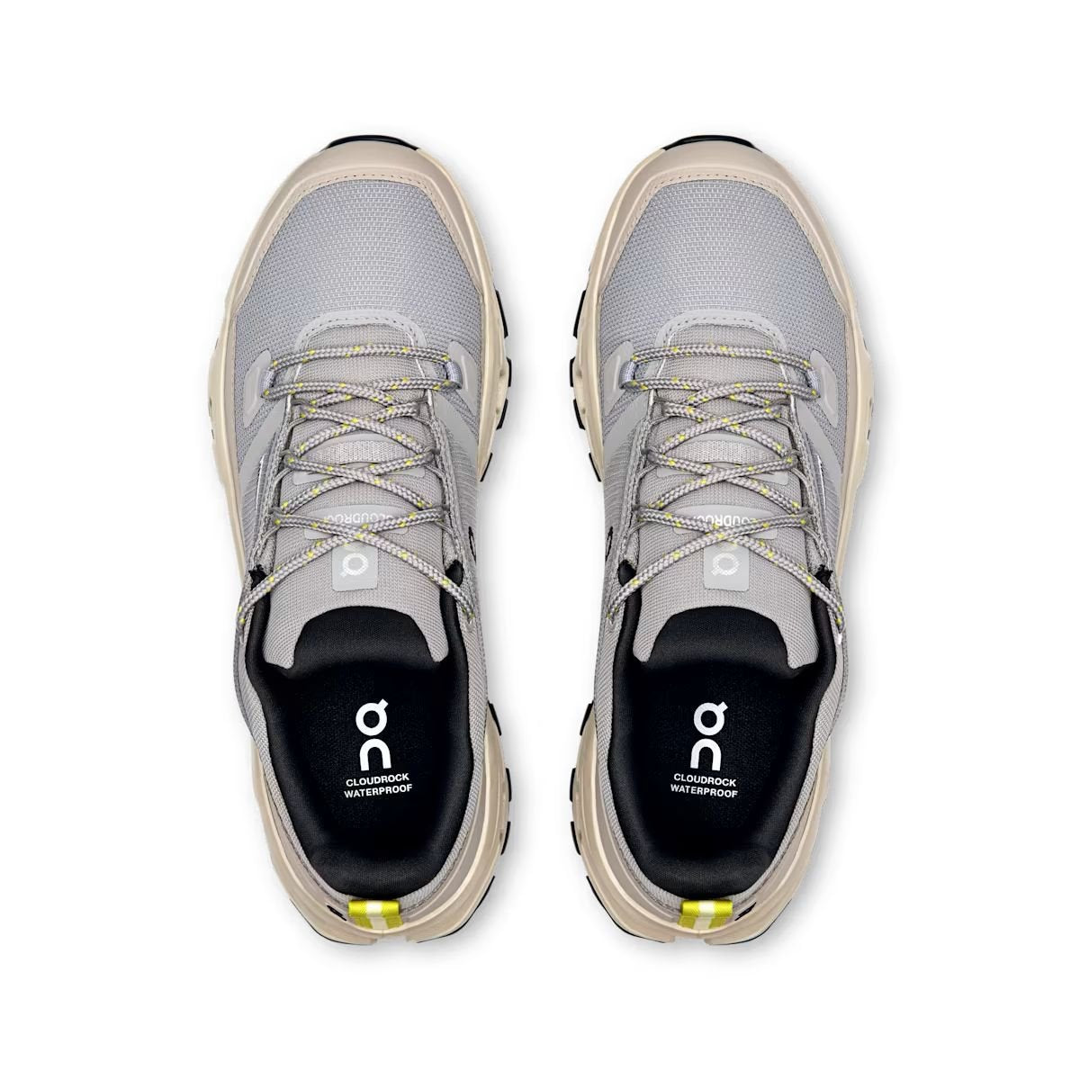 On Cloudrock Low Waterproof Gray Beige Hiking Shoes