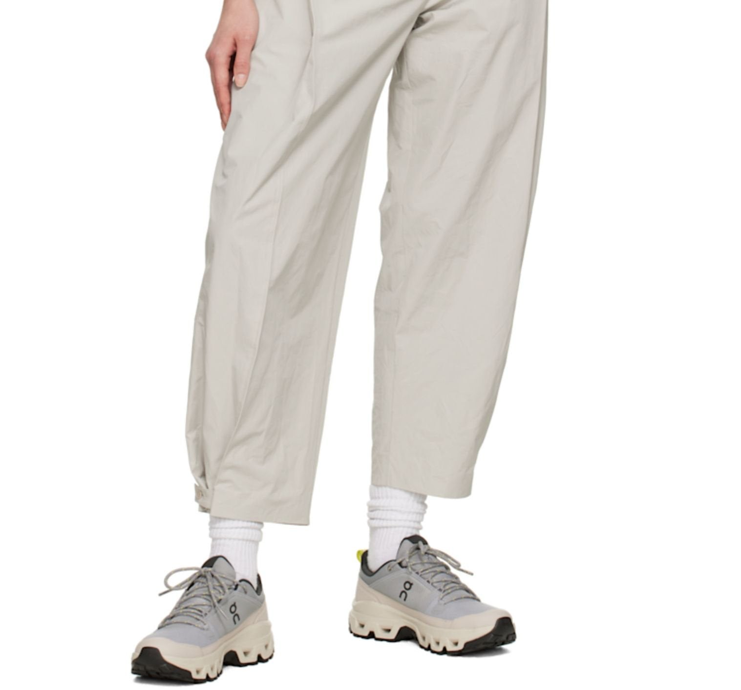 On Cloudrock Low Waterproof Gray Beige Hiking Shoes
