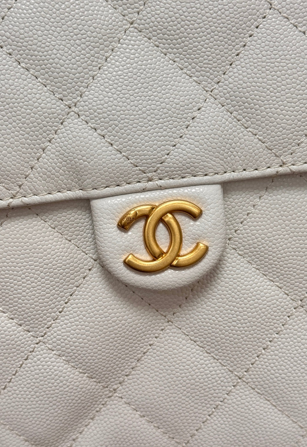 Chanel 25S Hobo Bag 40 in White Caviar with Gold Hardware