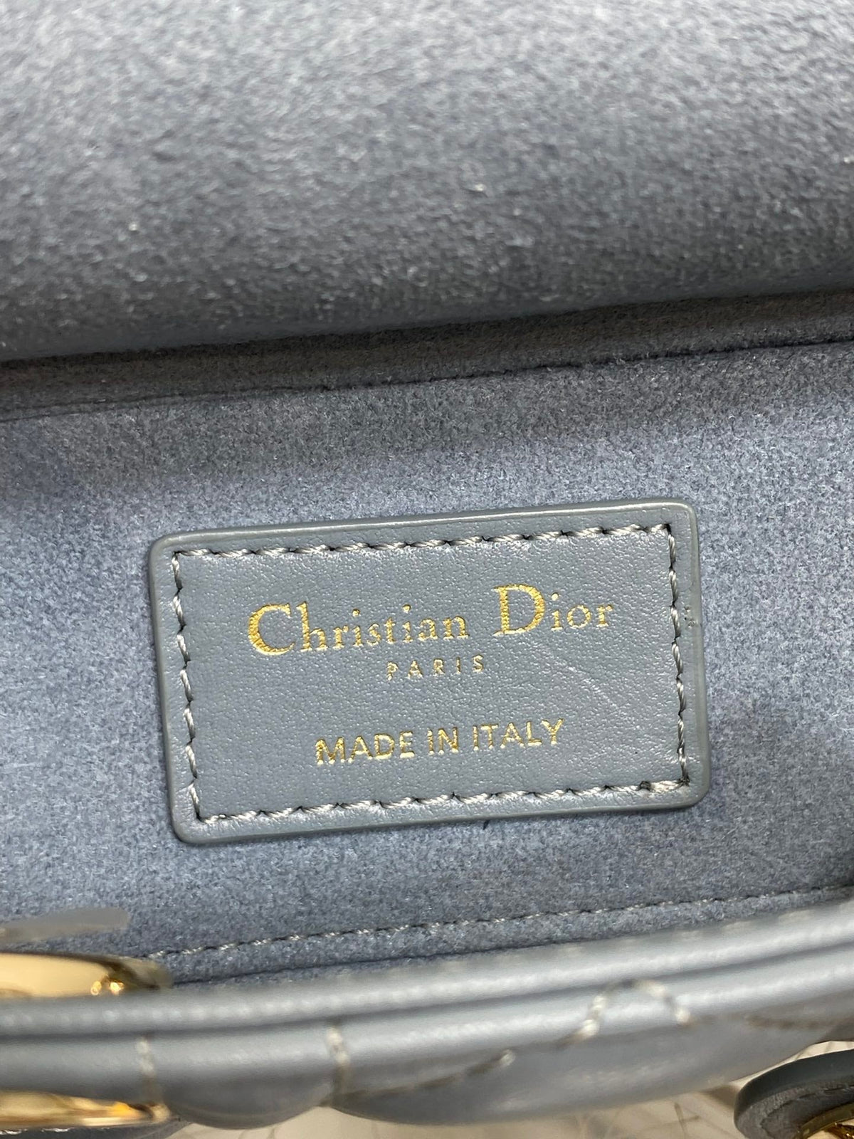 Dior 25S Small Lady D‑Joy Bag 19 in Steel Blue Gray Cannage Calfskin Gold Hardware