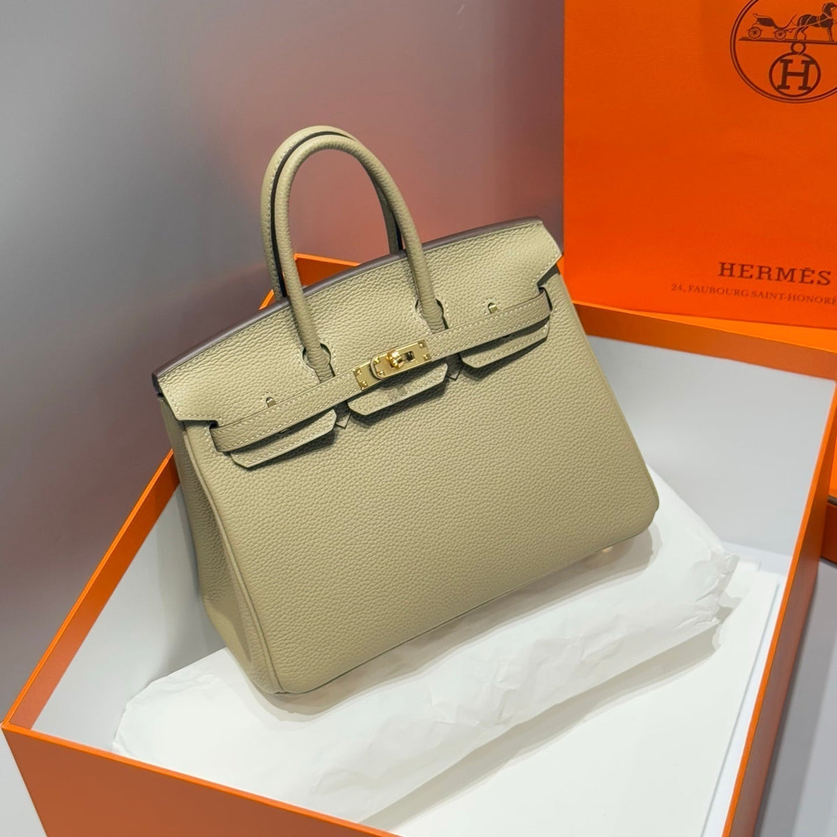 Hermes 25S Medium Birkin 25 in Dark Khaki Calfskin Gold Hardware Bag