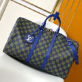 Louis Vuitton Keepall Bandoulière 50 in Blue Green Damier Heritage Coated Canvas Bag