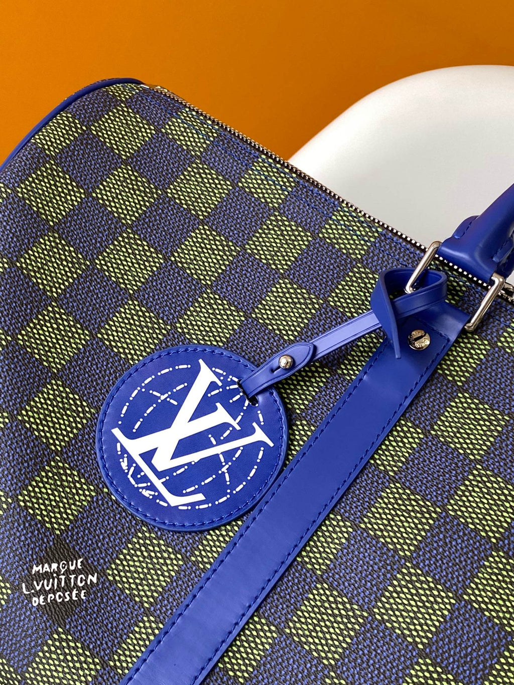 Louis Vuitton Keepall Bandoulière 50 in Blue Green Damier Heritage Coated Canvas Bag