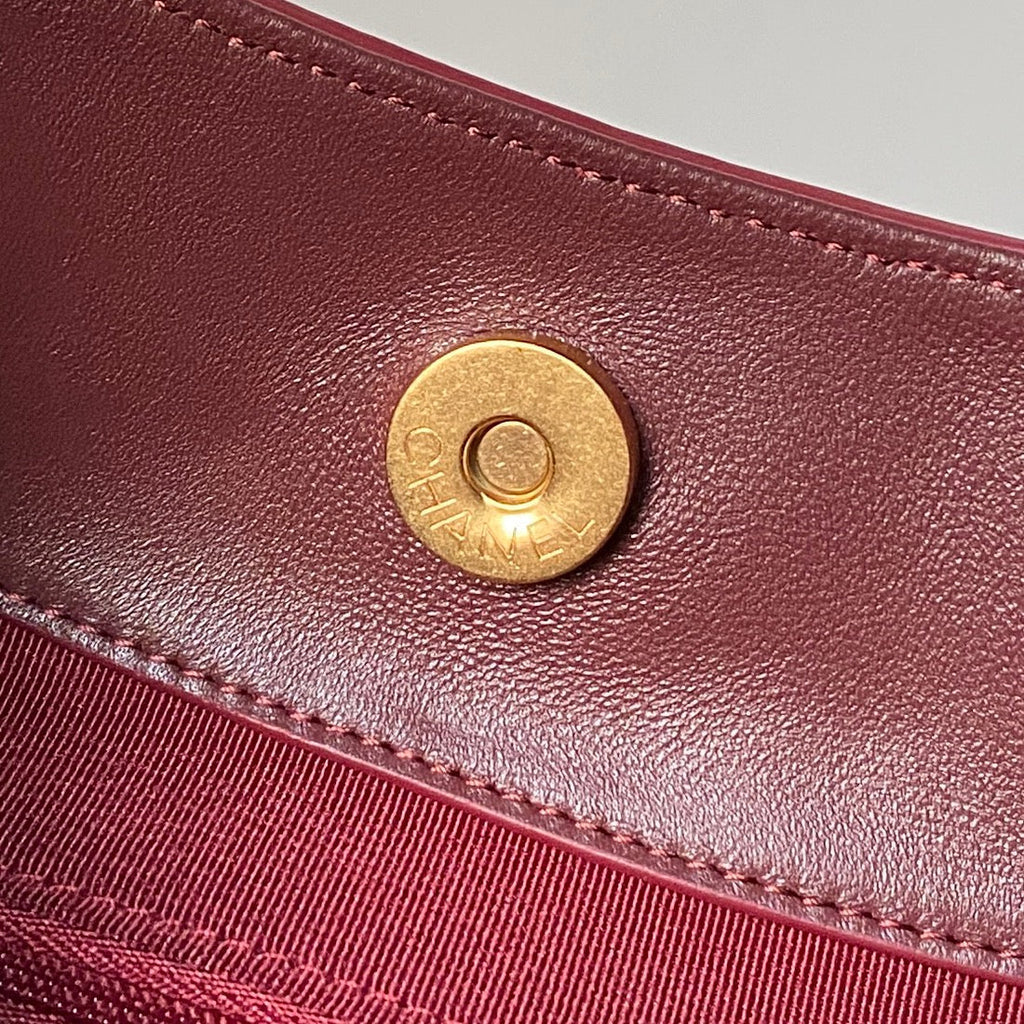 Chanel 25S Hobo Bag 31 in Dark Red Suede with Gold Hardware