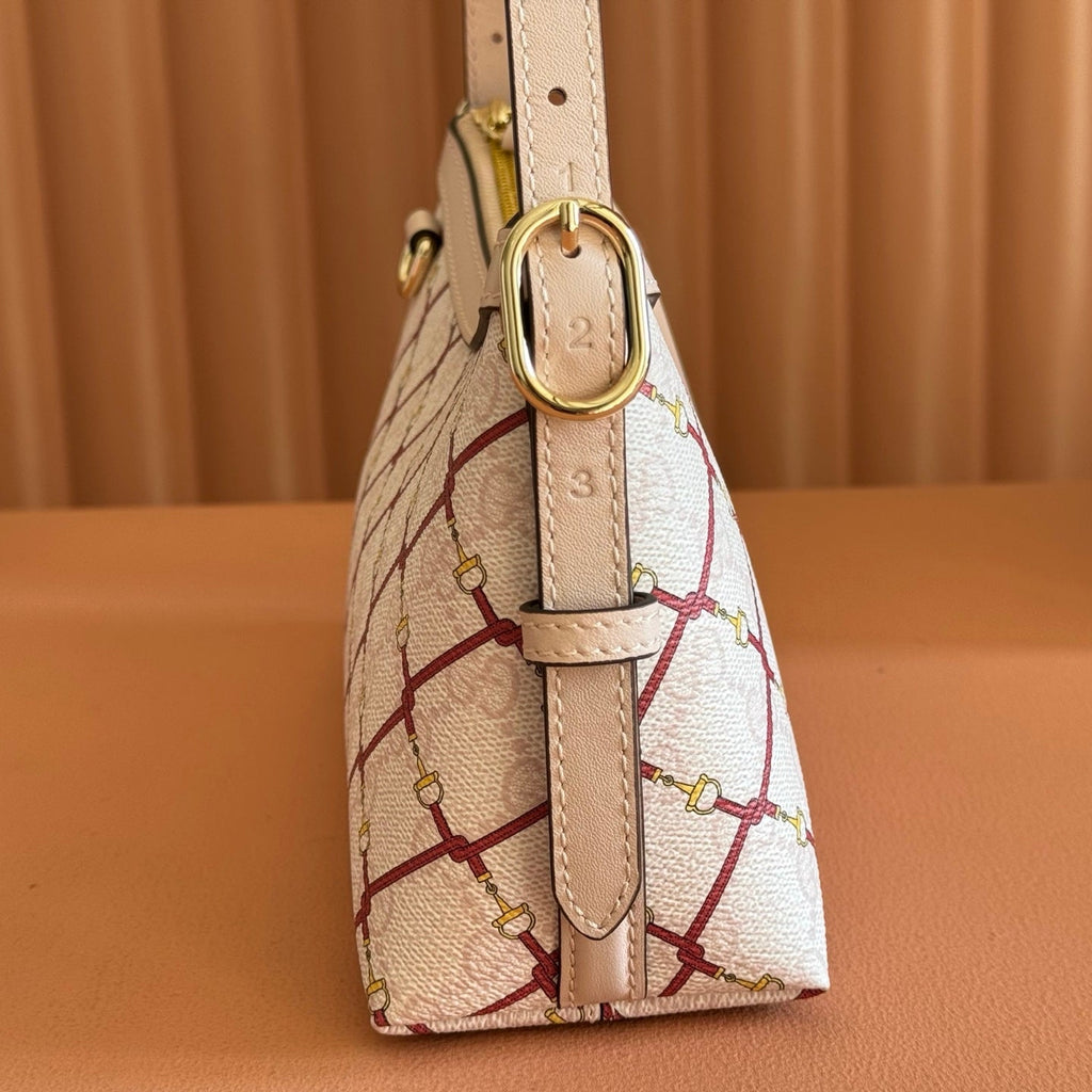 Gucci 26S Emblem Bucket Bag 22 in Light Pink Coated Fabric