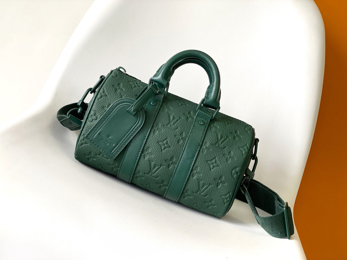 Louis Vuitton Keepall Bandoulière 25 in Forest Green Monogram Embossed Calfskin Bag