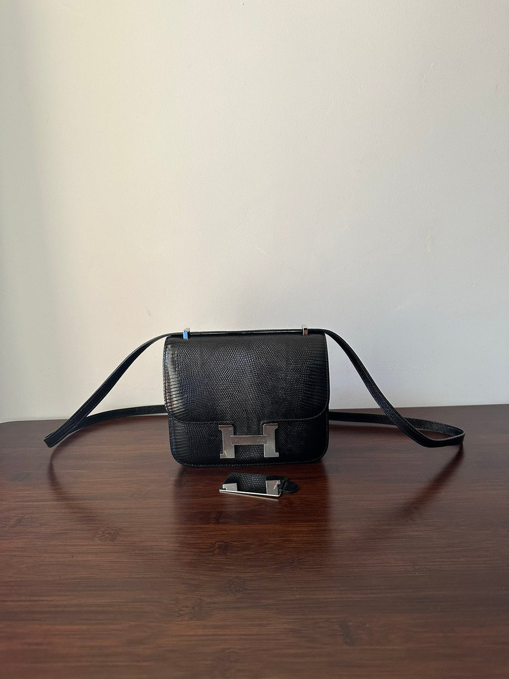 Hermes Constance 18 Black Lizard Silver Hardware Bag