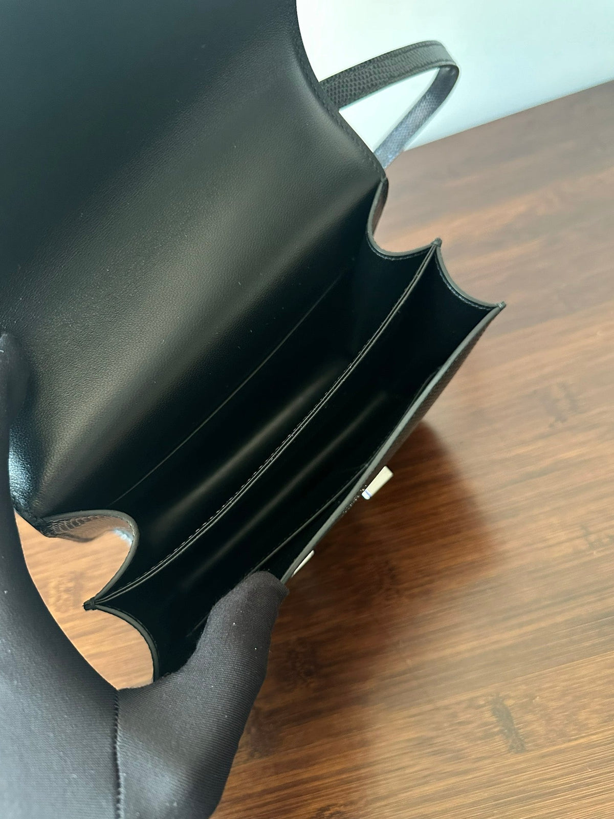 Hermes Constance 18 Black Lizard Silver Hardware Bag