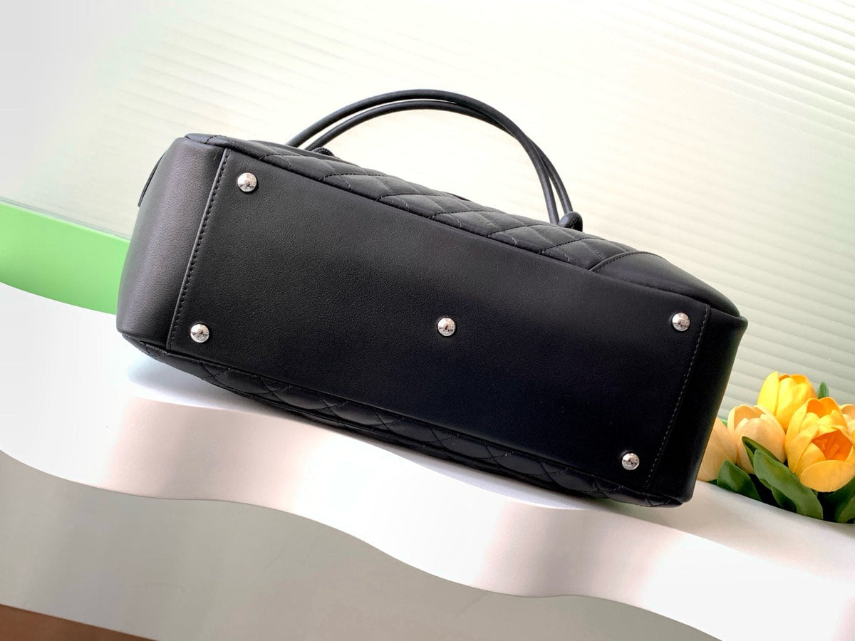 Chanel Cambon Large Flap 25S 33 cm in Black Calfskin with Logo Bag