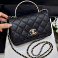 Chanel 25S Coco Crush Handle 18 in Black Calfskin Gold Hardware Bag
