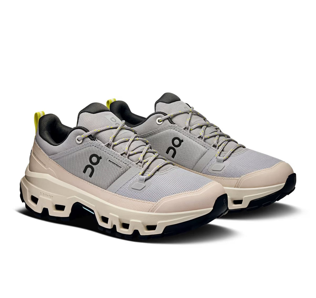 On Women's Cloudrock Low Waterproof Alloy/Ice Hiking Shoes
