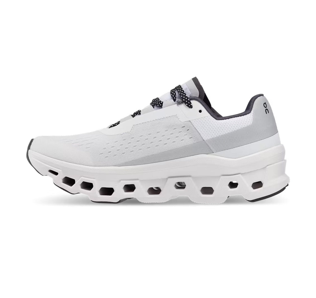 On Women's Cloudmonster All White Running Shoes