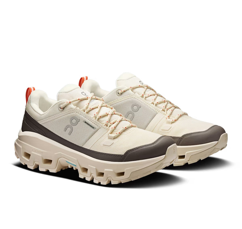 On Women's Cloudrock Low Waterproof Ivory Hiking Shoes